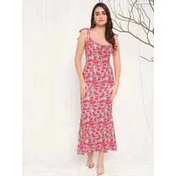 TANDUL Conversational Printed Tie-Ups Maxi Dress-picture-36