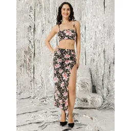 TANDUL Floral Print Shoulder Straps Top With Skirts-picture-23