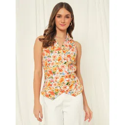 tandul Floral Print Women Waistcoat-picture-35