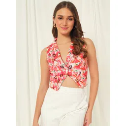 tandul Floral Print Women Waistcoat-picture-17