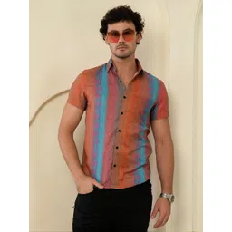 TANDUL Men Smart Slim Fit Vertical Striped Spread Collar Casual Shirt-picture-31