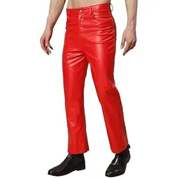 tandul Men Trouser - Red Faux Leather Men Trouser Solid Men Trouser (8358)-picture-32
