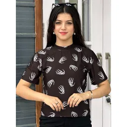 TANDUL Women Abstract Printed Round Neck Slim Fit T-shirt-picture-41