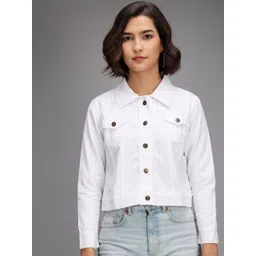TANDUL Women Colourblocked Crop Denim Jacket with Embroidered-picture-13