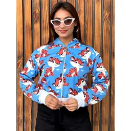 TANDUL Women Fleece Lightweight Crop Bomber Jacket-picture-27