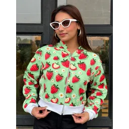 TANDUL Women Fleece Lightweight Crop Bomber Jacket-picture-36