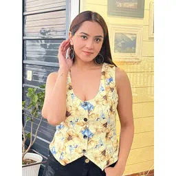 tandul Women Floral Print Single Breasted Casual Blazer-picture-15