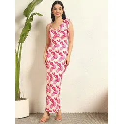 TANDUL Women Floral Printed Tie-Up Neck Sheath Maxi Dress-picture-20