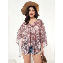 TANDUL Women Floral Printed V-Neck Tie-Up Shrug-picture-22