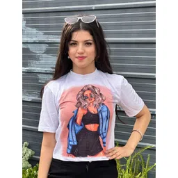 TANDUL Women Graphic Printed Round Neck Slim Fit T-shirt-picture-17