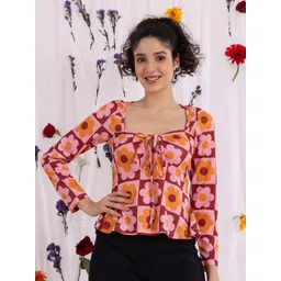 TANDUL Women Printed Tie-Up Neck A-Line Top-picture-18