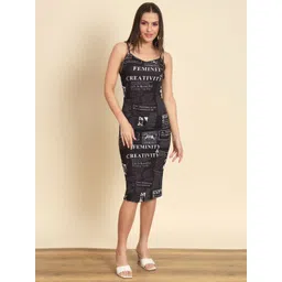TANDUL Women Printed Typography Shoulder Straps Bodycon Dress-picture-33