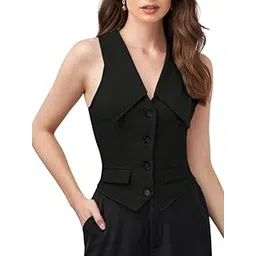 tandul Women's Black Waist Coat-Sleeveless, Cotton Blend Waist Coat, Solid Single Breasted Waist Coat Boost Your Style For All Occusion For Girls & Women (8926)-picture-35