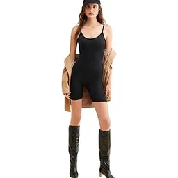 tandul Women's Jumpsuit - Black Jumpsuit, Solid Stretchable Fabric Jumpsuit, Above Knee Regular Jumpsuit (7383)-picture-31