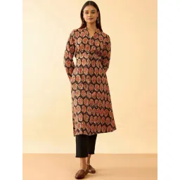 Taneira Black Cotton Printed A Line Kurta-picture-22
