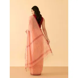 Taneira Light Orange Cotton Woven Design Saree image 2