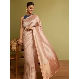 Taneira Light Orange Woven Viscose Tissue Saree-picture-12