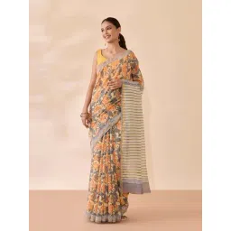 Taneira Light Yellow Floral Print Saree-picture-19