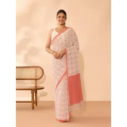 Taneira Off White Cotton Floral Saree-picture-48
