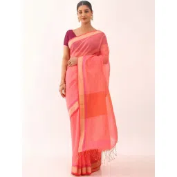 Taneira Peach Woven Saree With Unstitched Blouse-picture-44