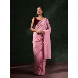 Taneira Pink Striped Saree With Unstitched Blouse-picture-13