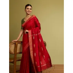 Taneira Red Bengal Pure Silk Vanya Jamdani Saree-picture-38