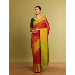 Taneira Red Silk Embroidered Saree With Unstitched Blouse-picture-44