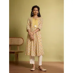 Taneira Yellow Pure Cotton Printed Kurta-picture-21