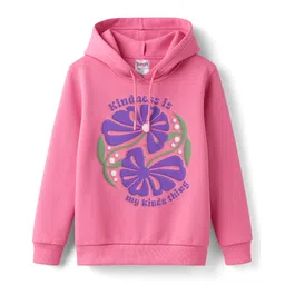 Tango Fleece Knit Full Sleeves Hooded Sweatshirt with Floral Print - Pink-picture-36