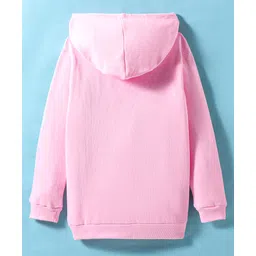 Tango Fleece Knit Full Sleeves Hooded Sweatshirt With Text Print - Pink image 2