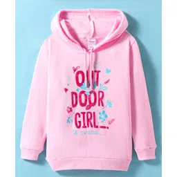 Tango Fleece Knit Full Sleeves Hooded Sweatshirt With Text Print - Pink-picture-10
