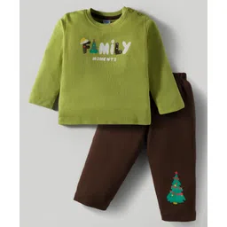 Tango Interlock Knit Full Sleeves T-Shirt & Lounge Pant Set with Christmas Print - Green-picture-21