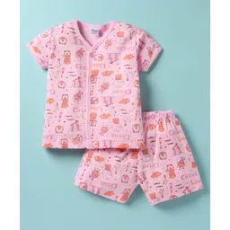 Tango Interlock Knit Half Sleeves Co-Ord Shorts Night Suit with Circus Print - Pink-picture-15