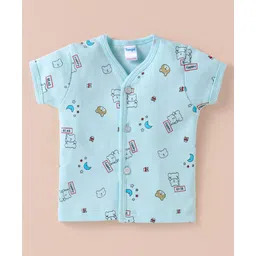 Tango Interlock Knit Half Sleeves Jhabla with Bear Print - Aqua Blue-picture-21