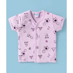 Tango Interlock Knit Half Sleeves Jhabla With Elephant Print - Mauve-picture-26