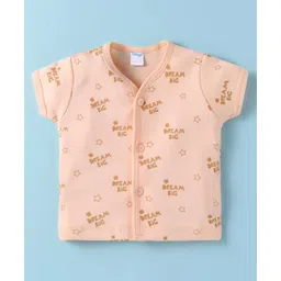 Tango Interlock KnitHalf Sleeves Text Printed Jhabla - Light Peach-picture-17