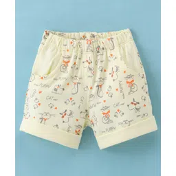 Tango Looper Above Knee Length Shorts Cat & Dog Print - Lemon-image-39