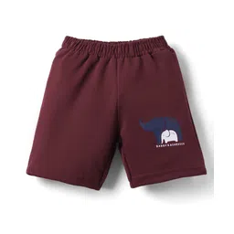 Tango Looper Knit Above Knee Length Short with Elephant Print - Chocolate Brown-image-49