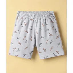 Tango Looper Knit Above Knee Length Shorts with Dolphin Print - Light Grey-image-48