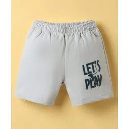 Tango Looper Knit Above Knee Length Shorts with Lets Play Print - Light Grey-image-43