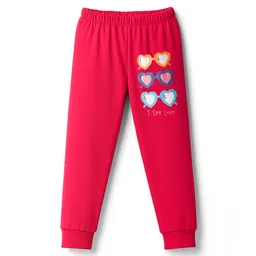 Tango Looper Knit Full Length Lounge Pant With Heart Print - Red-image-25