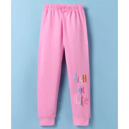 Tango Looper Knit Full Length Lounge Pant With Text Print - Pink-image-23