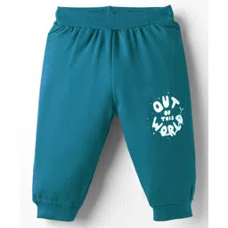 Tango Looper Knit Full Length Lounge Pant With Text Print - Teal Blue-image-32