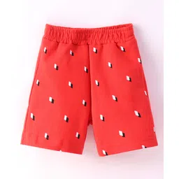 Tango Looper Knit Knee length Shorts With Abstract Print - Red-image-13