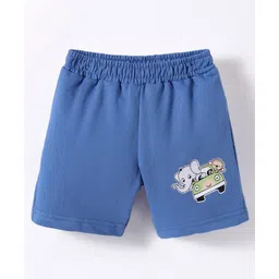 Tango Looper Knit Knee Length Shorts with Animal Print - Blue-image-14