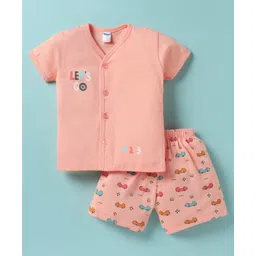 Tango Single Jersey Half Sleeves Shorts Set With Vehicle Print - Peach-picture-16
