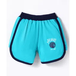 Tango Single Jersey Knit Above Knee Length Shorts with Lets Play Text Print - Turquoise-picture-11