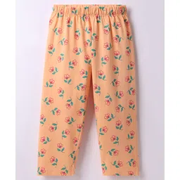 Tango Single Jersey Knit Capri Length Legging With Floral Print - Orange-picture-15