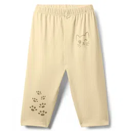 Tango Single Jersey Knit Full Length Leggings With Cat Print - Light Yellow-picture-23