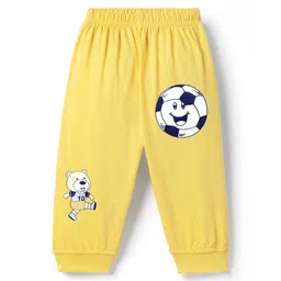 Tango Single Jersey Knit Full Length Lounge Pants with Bear Print - Yellow-image-3